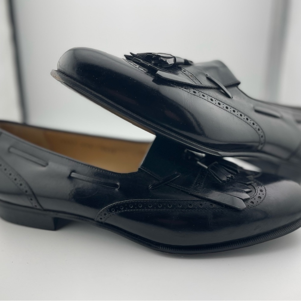 SALVATORE FERRAGAMO  Black Leather Eyelash Tassel Loafers 9.5E‌‌‌‌‌‌‌‌ - Picture 12 of 13